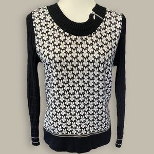 Skovhuus Women's Floral Sweater, Long Sleeves, Stretchy, Crew Neck Size M